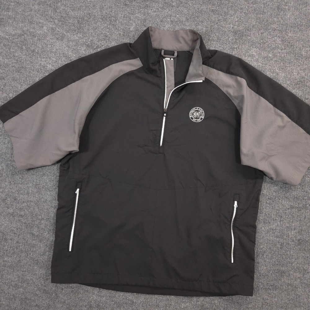 FootJoy Wind Shirt Mens L Black Gray Half Zip Pullover Whitinsville Golf Club